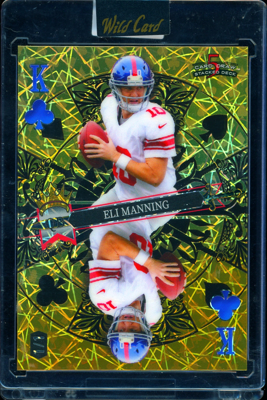 2024 Wild Card Eli Manning Auto Single King of Clubs Lazer Gold #/1 football
