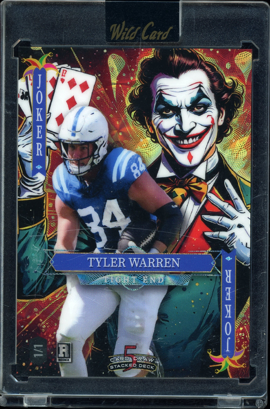 2025 Wild Card Jokers Wild - Rainbow Jokers Red  Tyler Warren #/1 football
