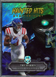 2024 Wild Card Haunted Hits Promo  Scarecrow Cross Hatch Purple  Tre Harris #/2