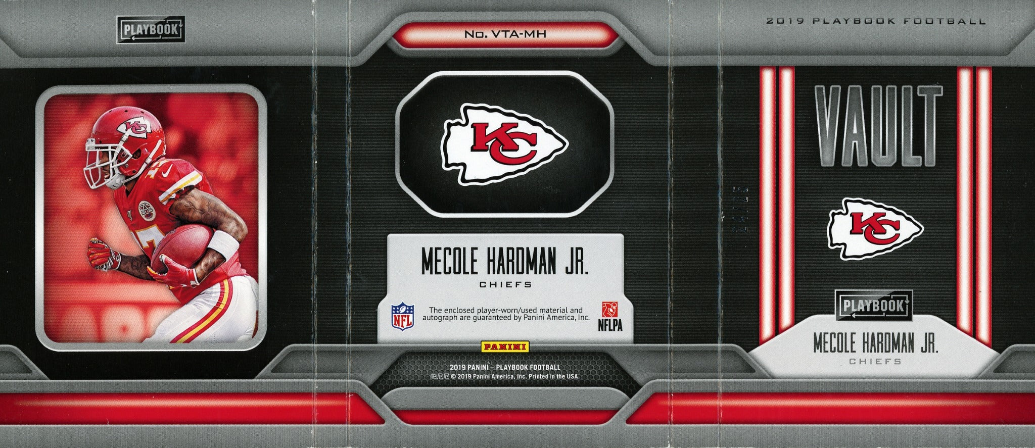 2019 Panini Playbook Mecole Hardman Jr. Vault Tri Fold Jersey Auto #/25 Football