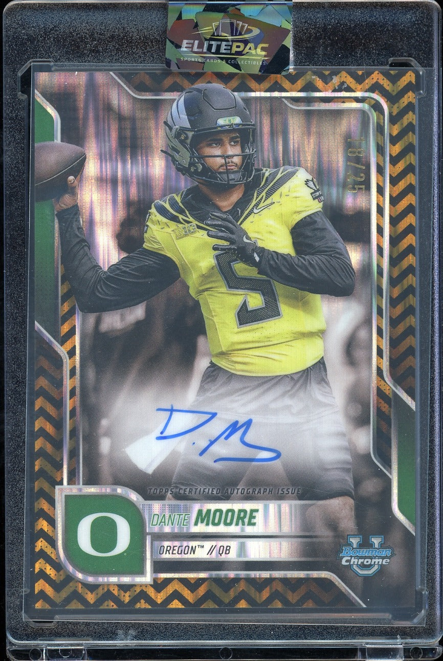 2025 Bowman University Chrome  Dante Moore Black & Gold Stealth Refractor #/25