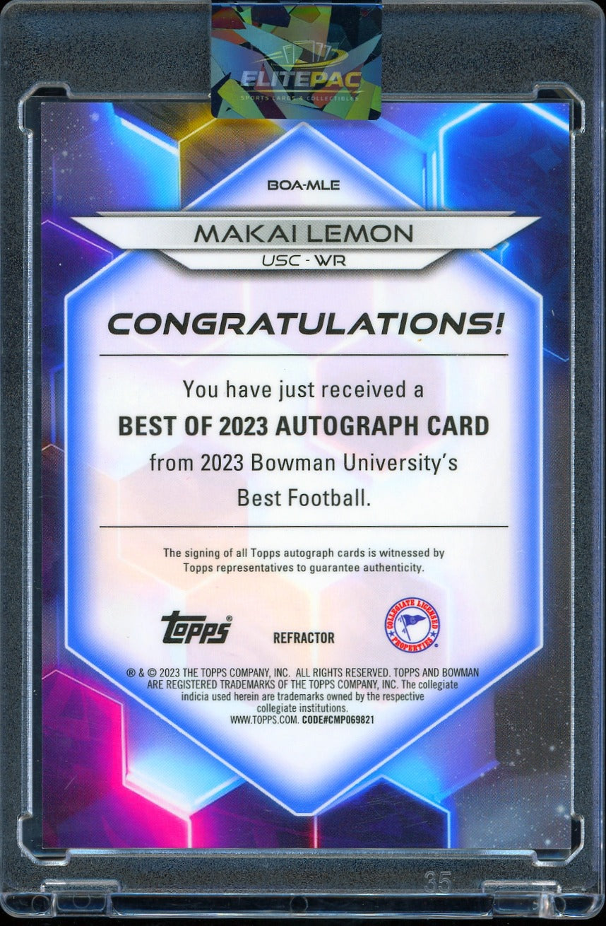 2023 Bowman University Best #BOA-MLE Makai Lemon Best of 2023 Autographs