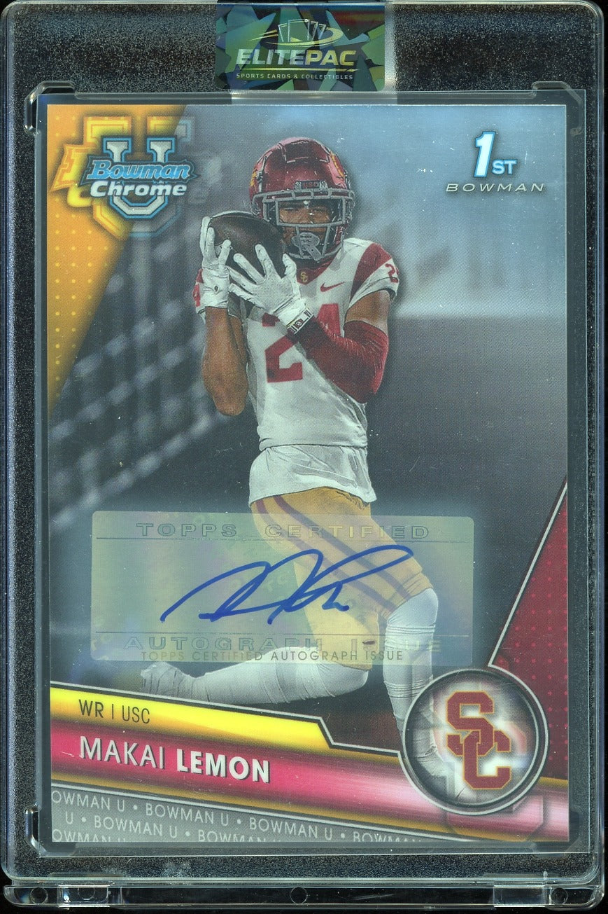 2023 Bowman University  #160 Makai Lemon Chrome Prospect Autographs Football
