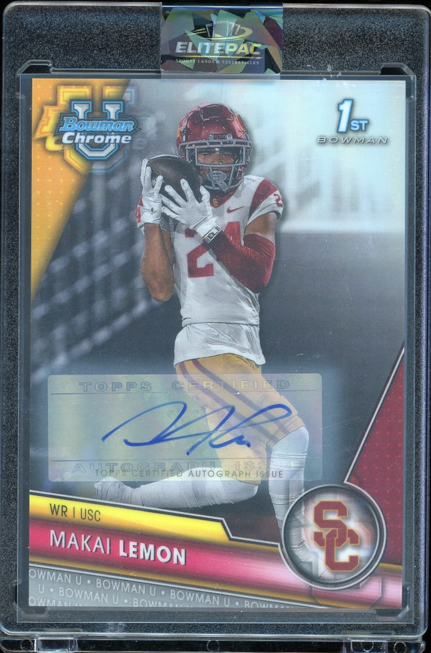 2023 Bowman University Chrome #160 Makai Lemon  Autographs Refractor #/499