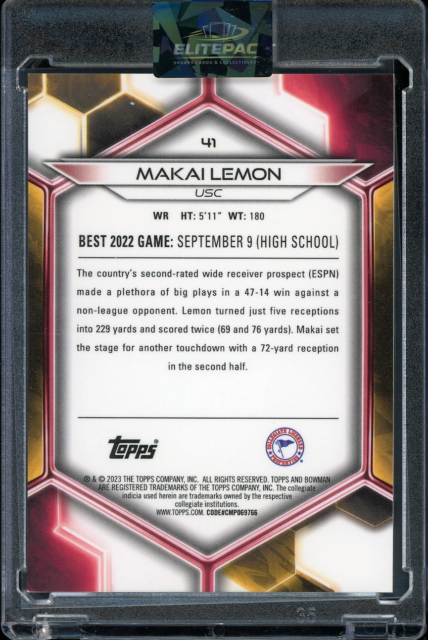 2023 Bowman University Best #41 Makai Lemon Orange Refractor #/25