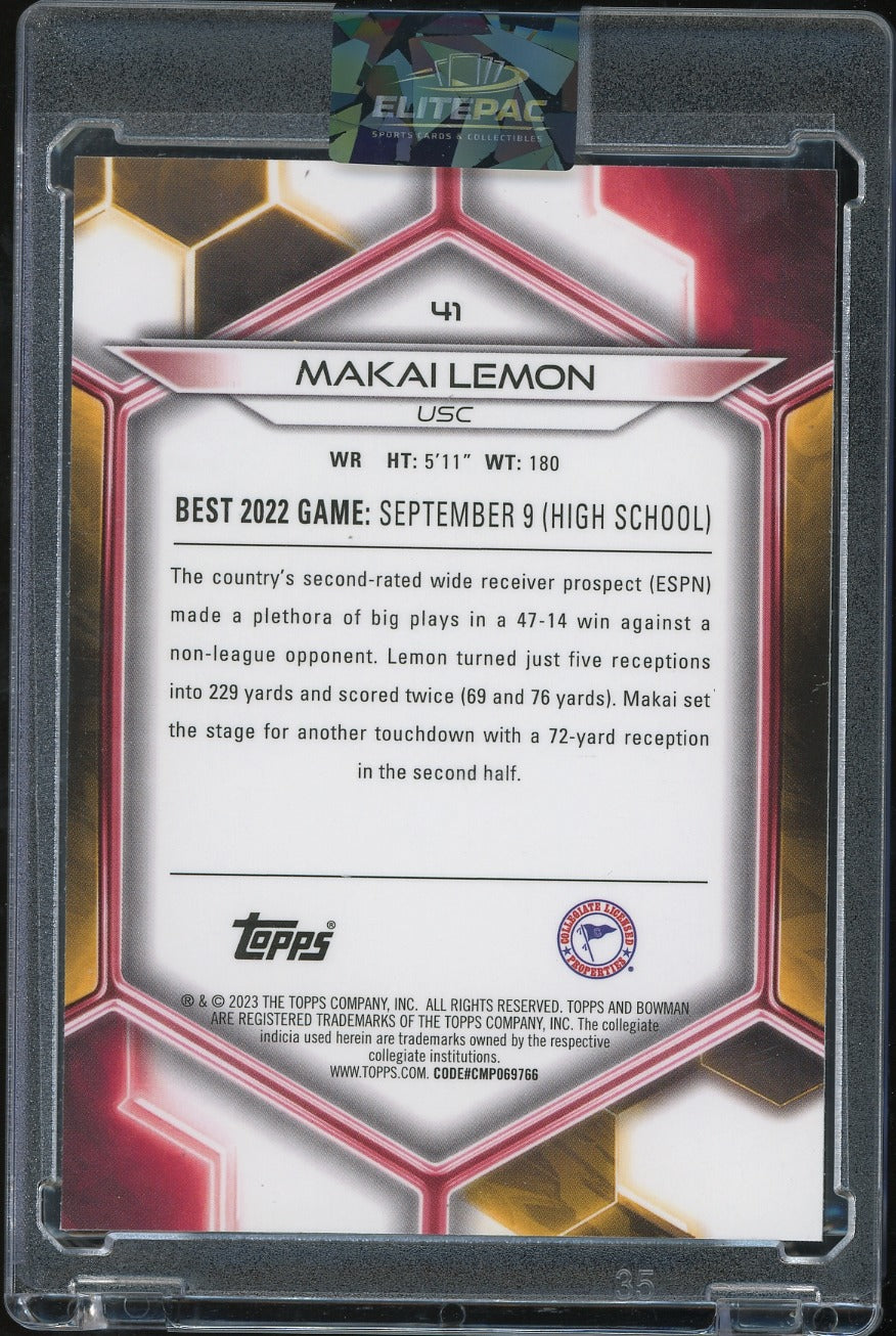 2023 Bowman University Best #41 Makai Lemon Gold Geometric #/50