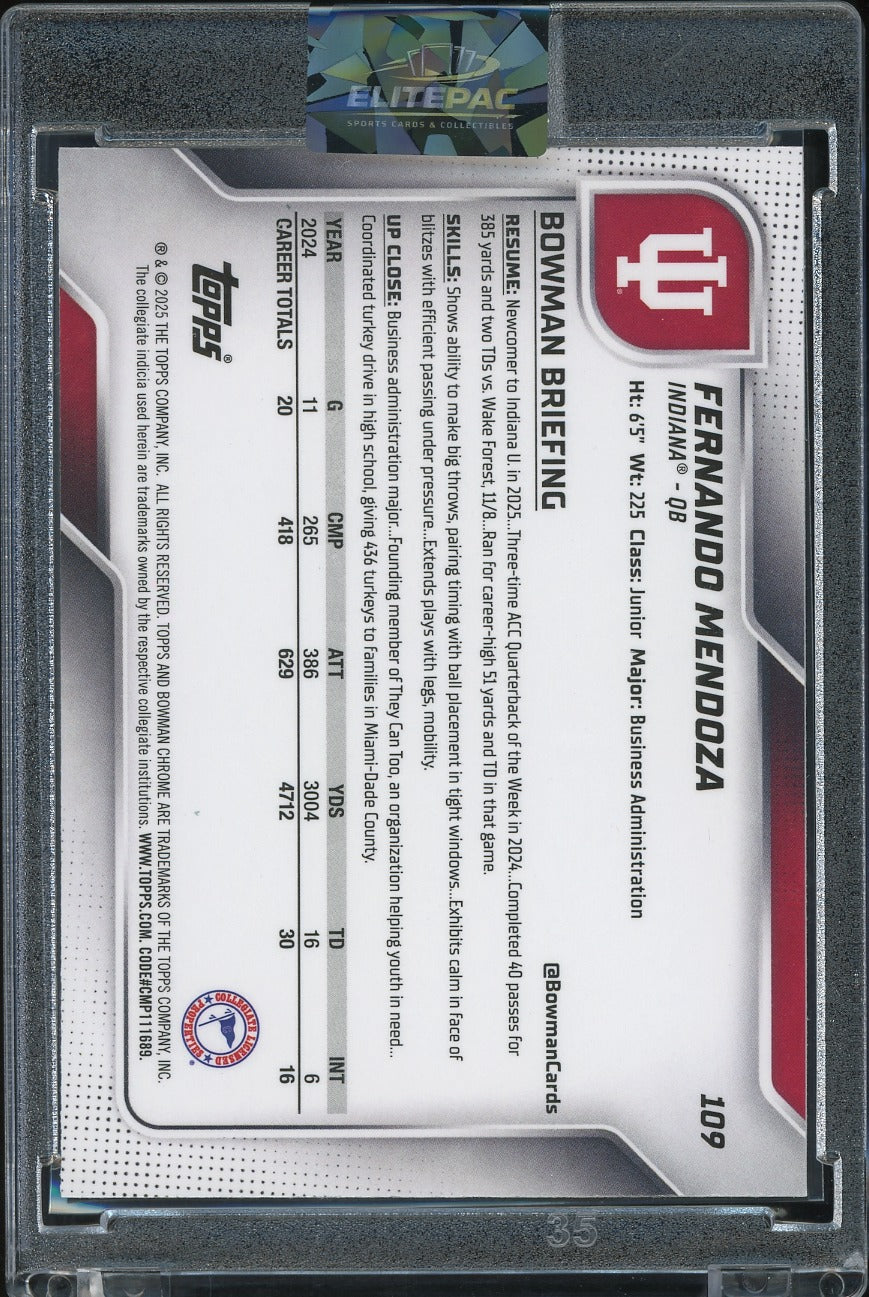 2025 Bowman University Chrome #109 Fernando Mendoza Refractor