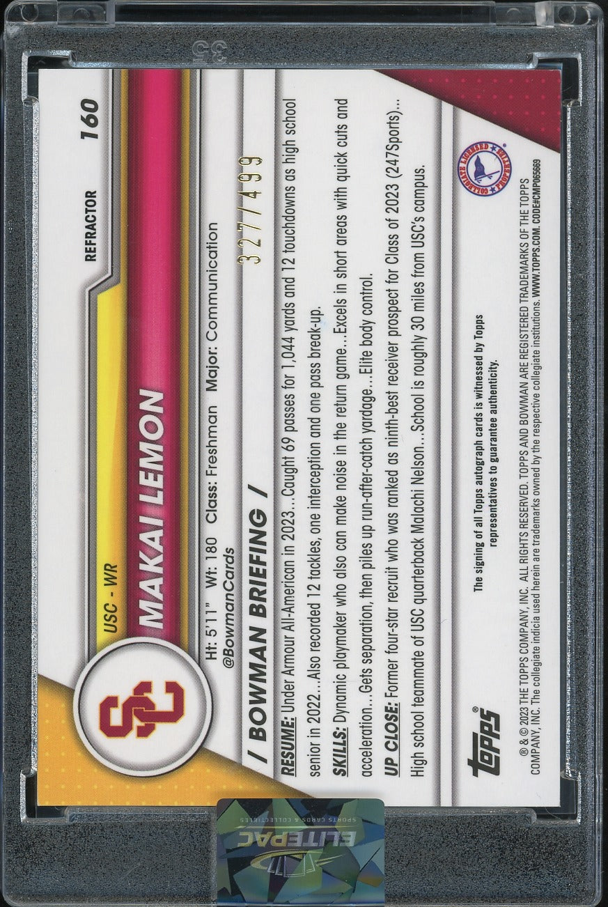 2023 Bowman University Chrome #160 Makai Lemon Chrome  Refractor #/499