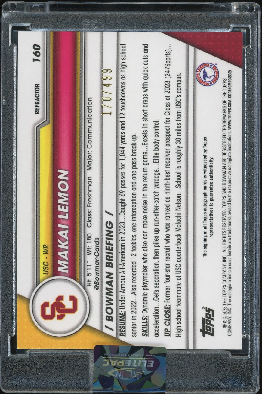 2023 Bowman University Chrome #160 Makai Lemon  Prospect Autographs Football