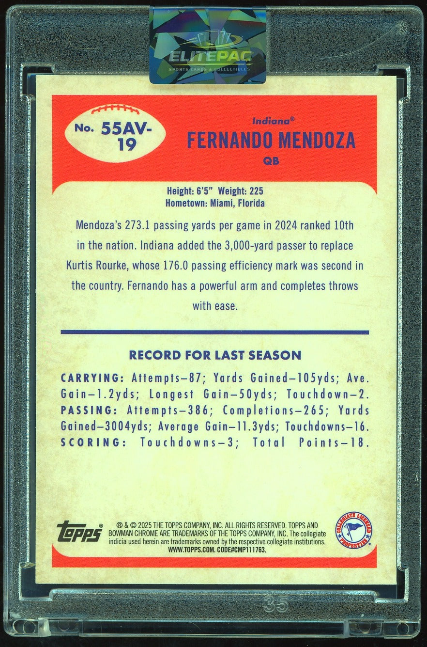 2025 Bowman University Chrome #55AV-19 Fernando Mendoza 1955 Bowman Football