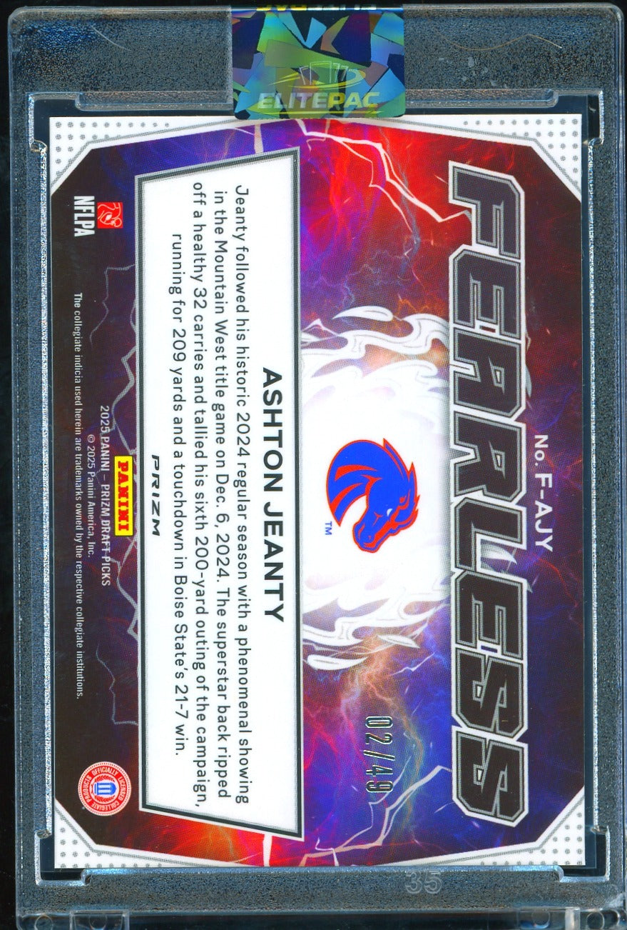 2025 Panini Prizm Draft Picks Fearless Ashton Jeanty  Gold Flash #/49 Football
