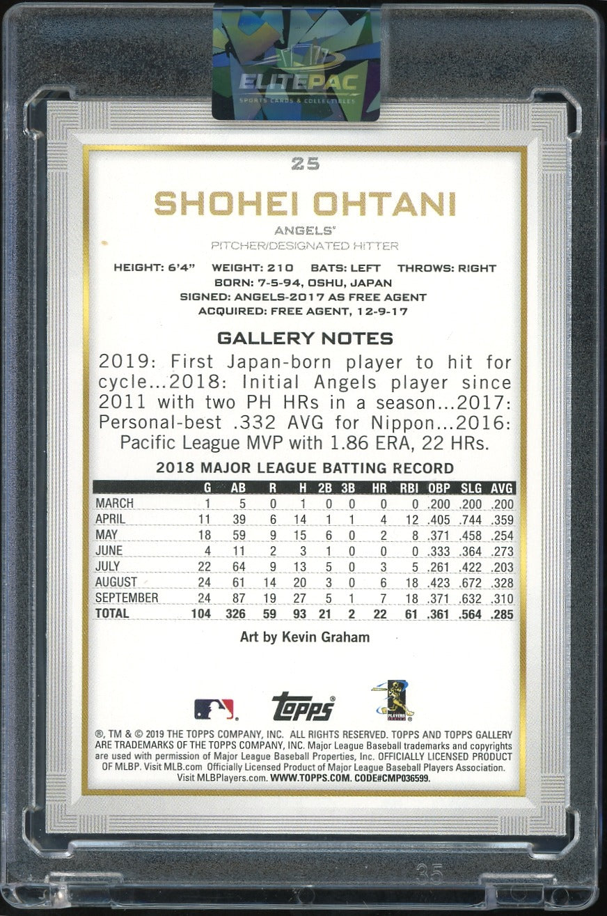 2019 Topps Gallery #25 Shohei Ohtani Baseball