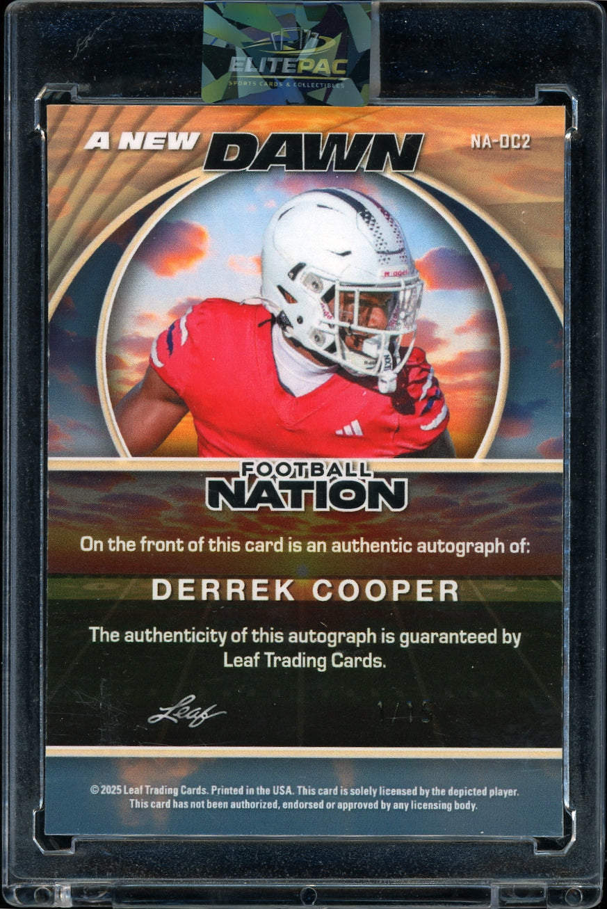 2025 Leaf Football Nation - A New Dawn Auto Derrek Cooper #/15 Football