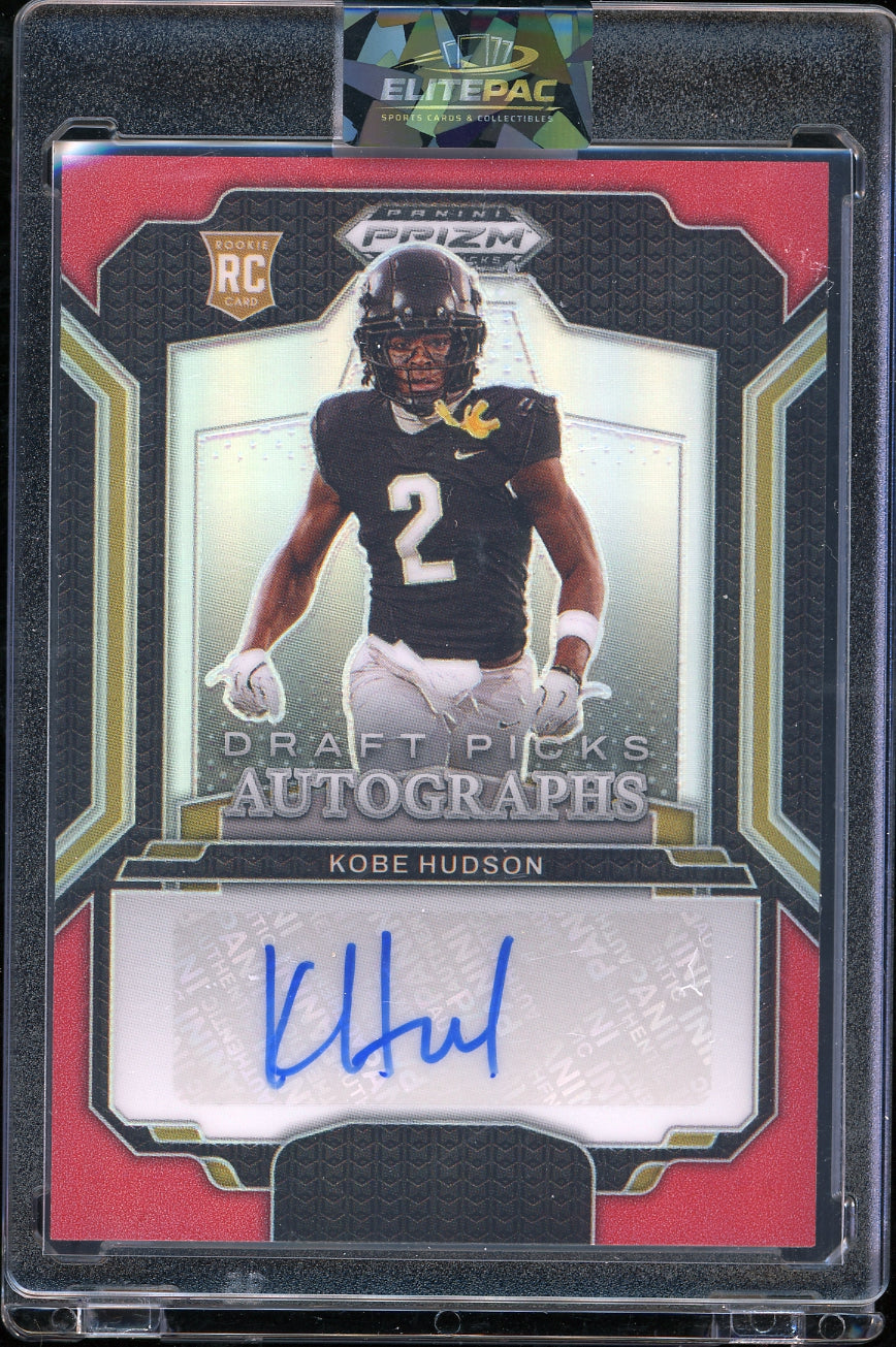 2025 Panini Prizm Draft Kobe Hudson Draft Picks Autographs Red #/399 Football