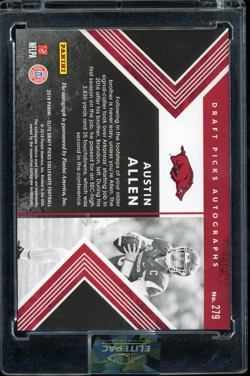2018 Panini Elite Draft Picks #279 Austin Allen Draft Picks Autographs Football