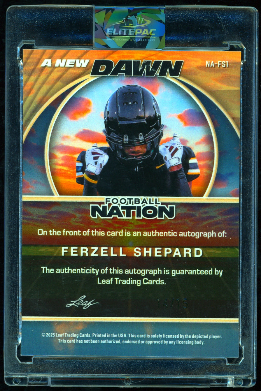 2025 Leaf Football Nation - A New Dawn Auto  Ferzell Shepard #/15 Football