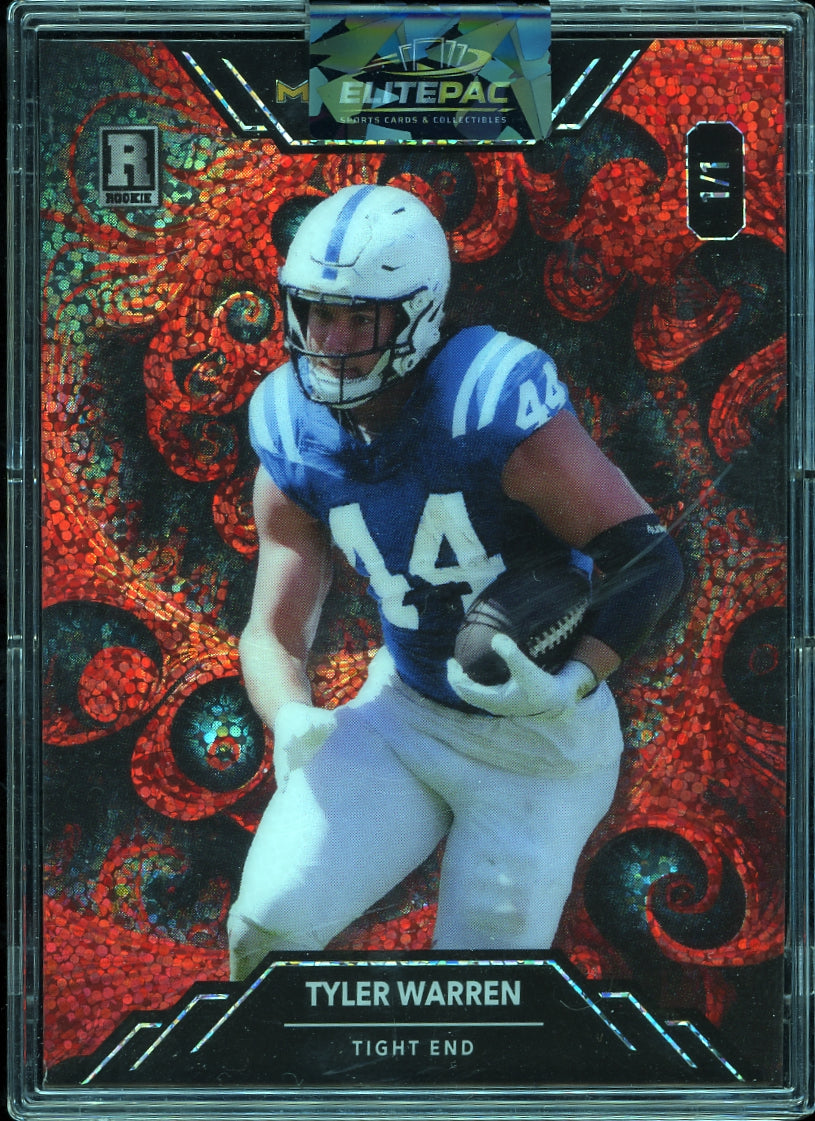 2025 Wild Card Metallix ProLook Promo #WMF-TW Tyler Warren Red #/1 Football