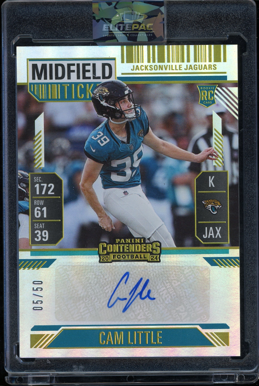 2024 Panini Contenders #296 Cam Little Midfield Ticket #/50 Football