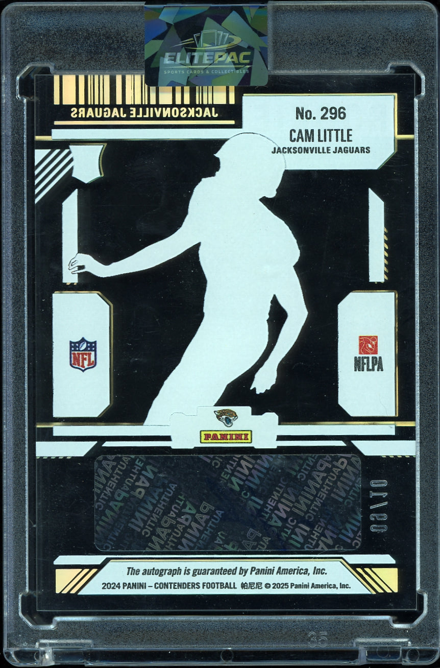 2024 Panini Contenders #296 Cam Little Rookie Clear Ticket #/10 Football