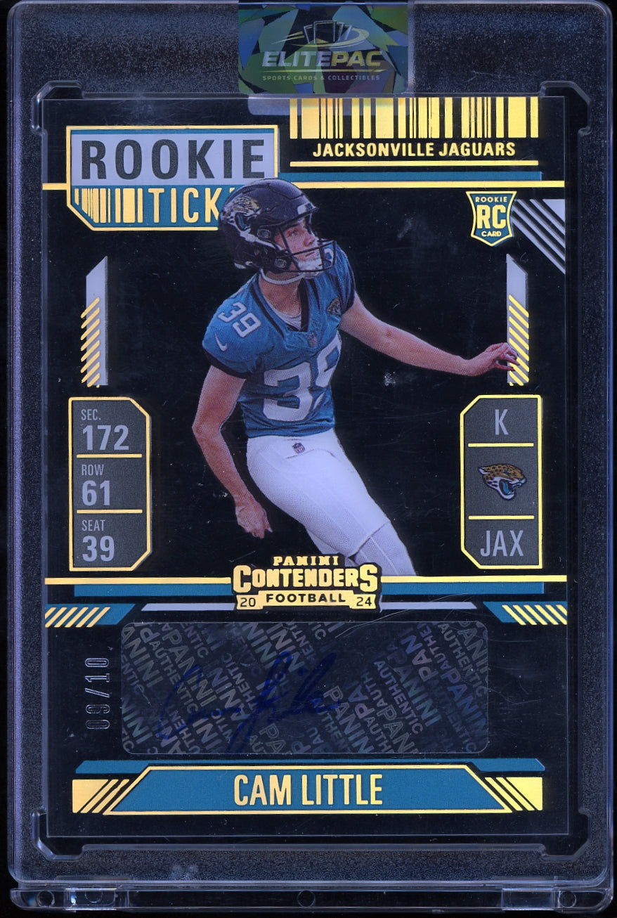 2024 Panini Contenders #296 Cam Little Rookie Clear Ticket #/10 Football