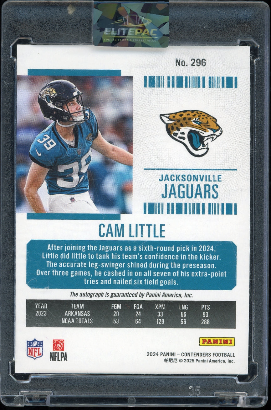 2024 Panini Contenders #296 Cam Little Conference Ticket #/75 Football