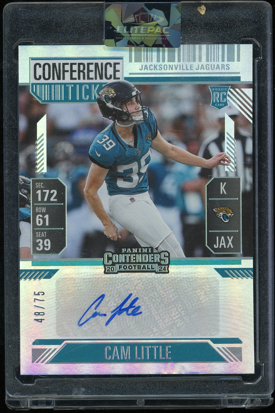 2024 Panini Contenders #296 Cam Little Conference Ticket #/75 Football