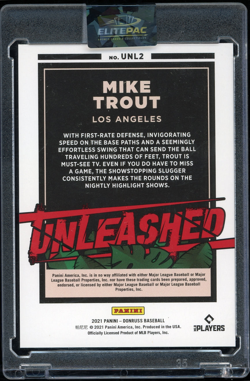 2021 Donruss #UNL2 Mike Trout Unleashed Blue #/249 Baseball