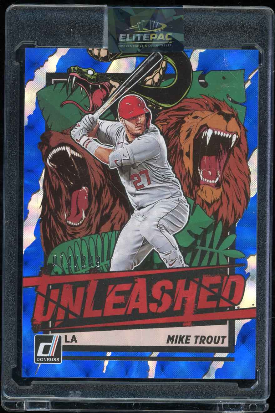 2021 Donruss #UNL2 Mike Trout Unleashed Blue #/249 Baseball