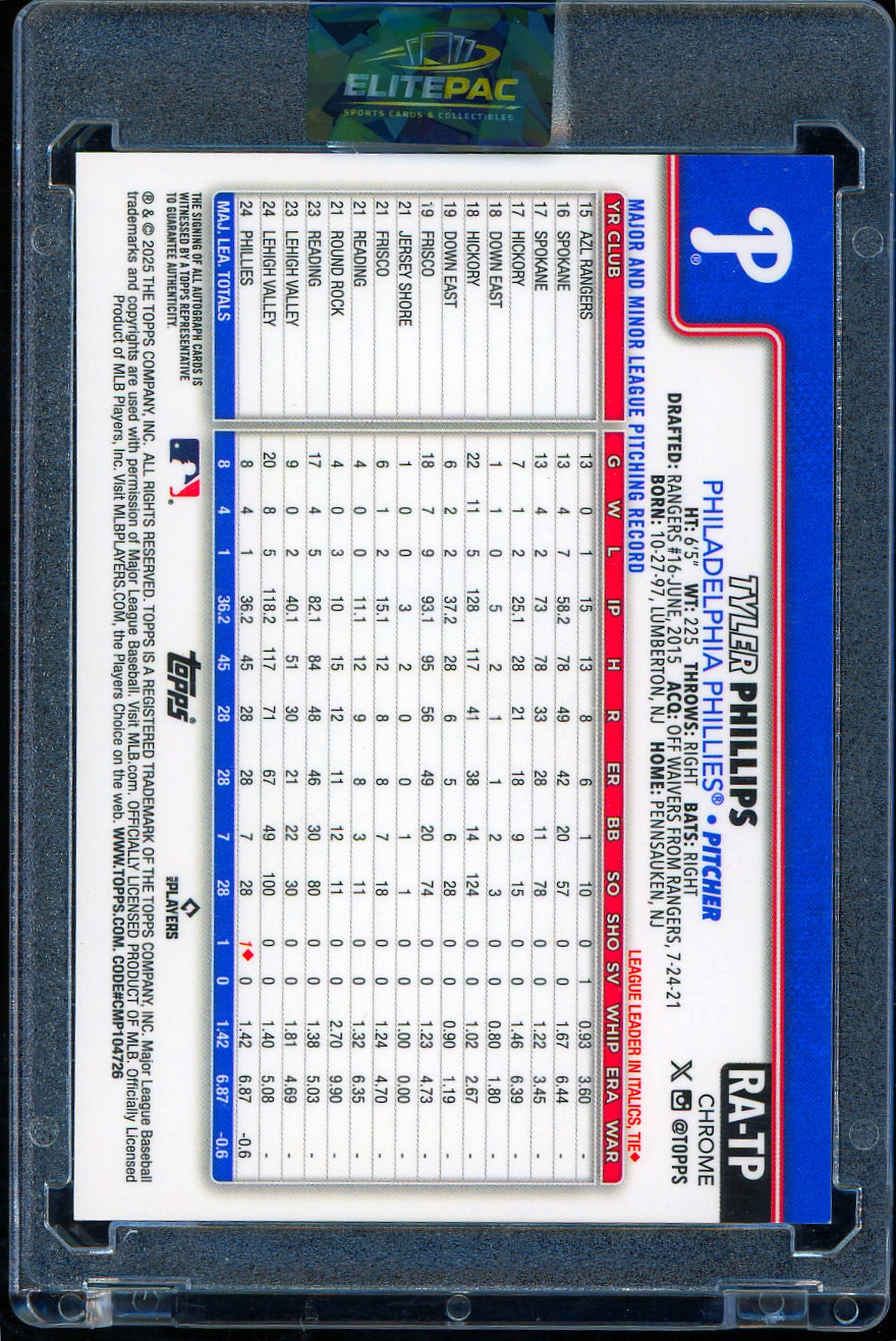 2025 Topps Chrome #RA-TP Tyler Phillips Rookie Autographs Baseball