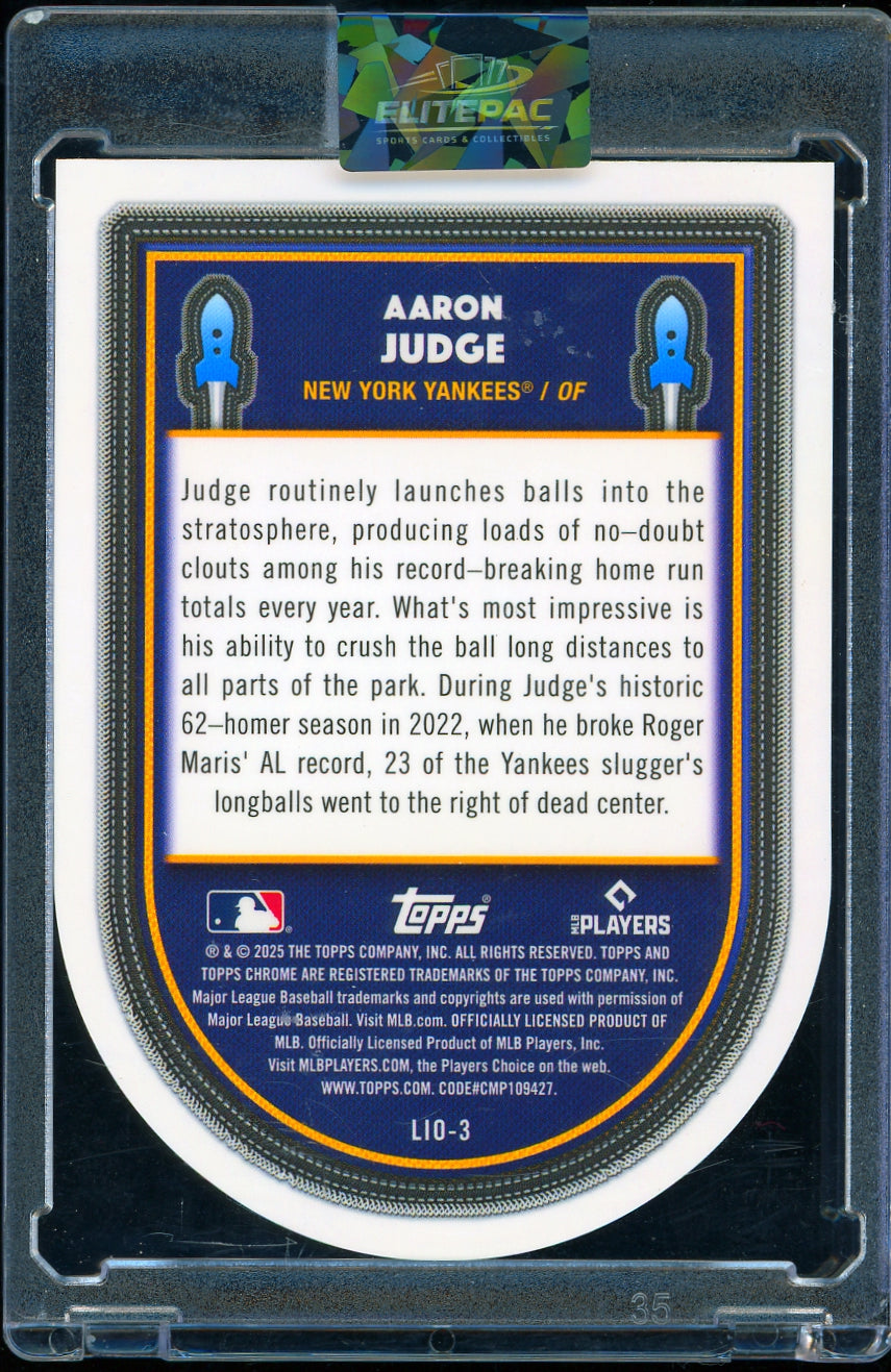2025 Topps Chrome  Aaron Judge Launched into Orbit Gold  Refractor #/50 baseball