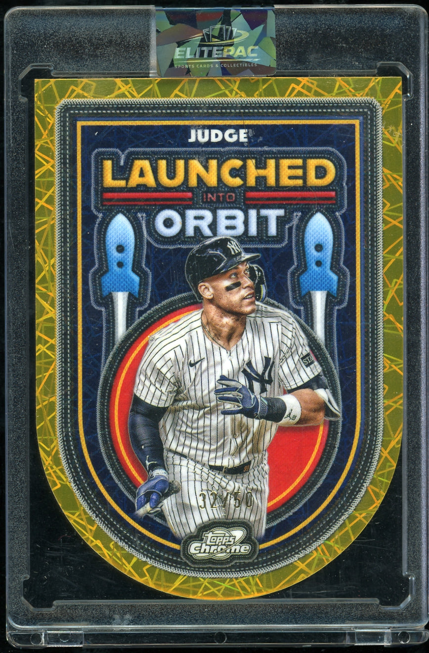 2025 Topps Chrome  Aaron Judge Launched into Orbit Gold  Refractor #/50 baseball