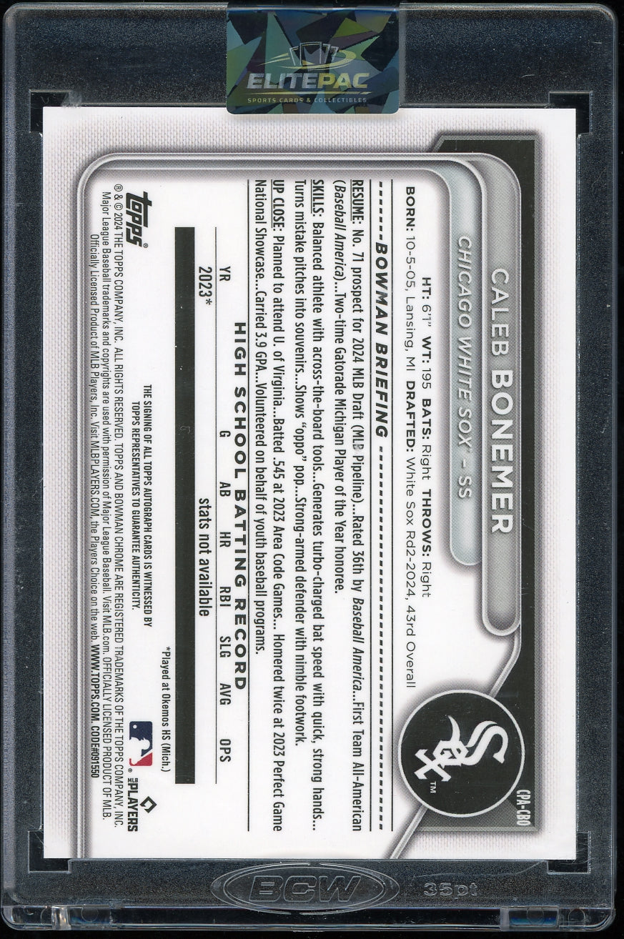 2024 Bowman Draft #CPA-CBO Caleb Bonemer Chrome Prospect Autographs Baseball