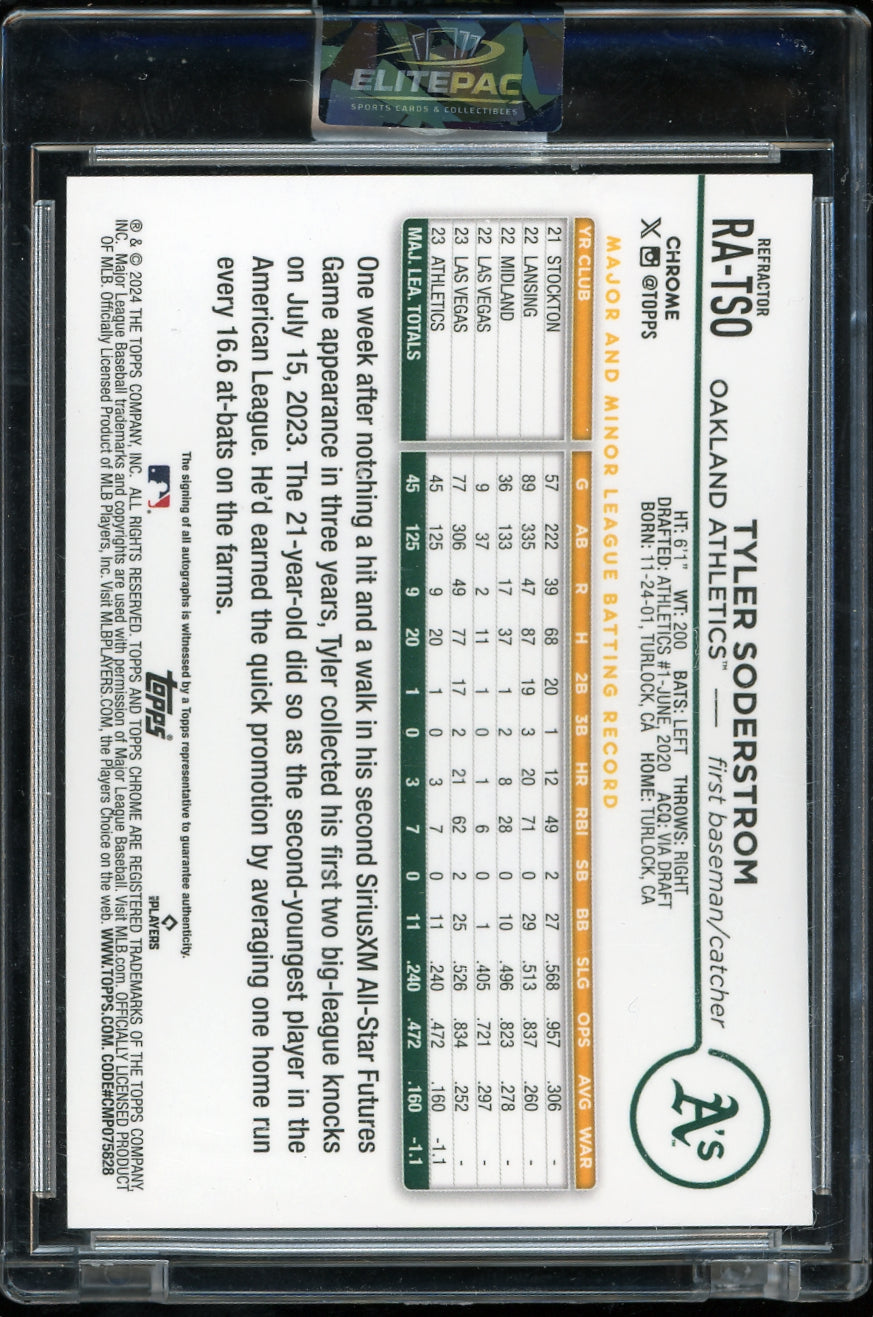 2024 Topps Chrome #RA-TSO Tyler Soderstrom Rookie Autographs Refractor #/499