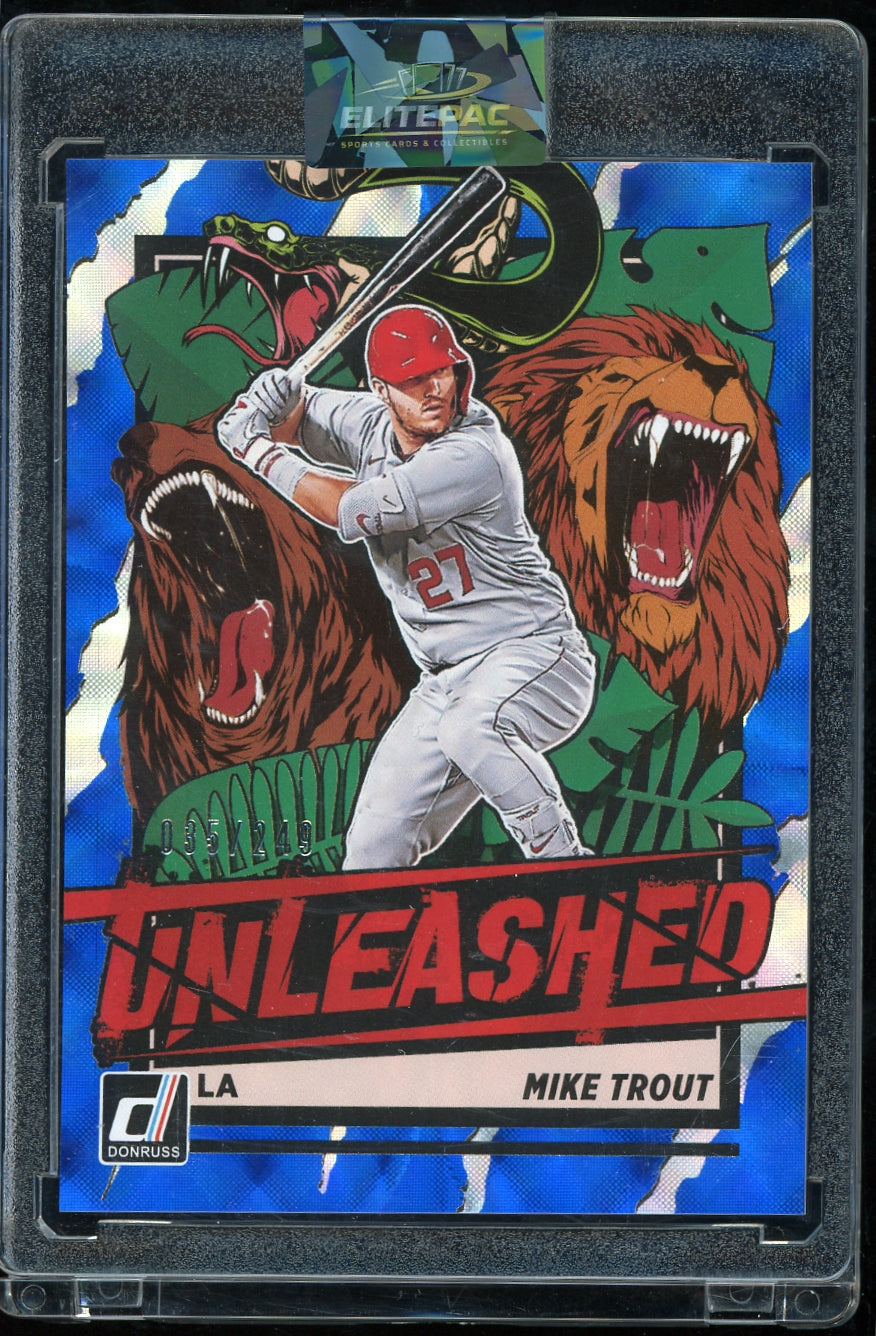 2021 Donruss #UNL2 Mike Trout Unleashed Blue #/249 Baseball