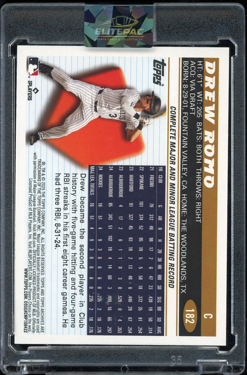 2025 Topps Archives #182 Drew Romo Green Foilboard #/99 Baseball