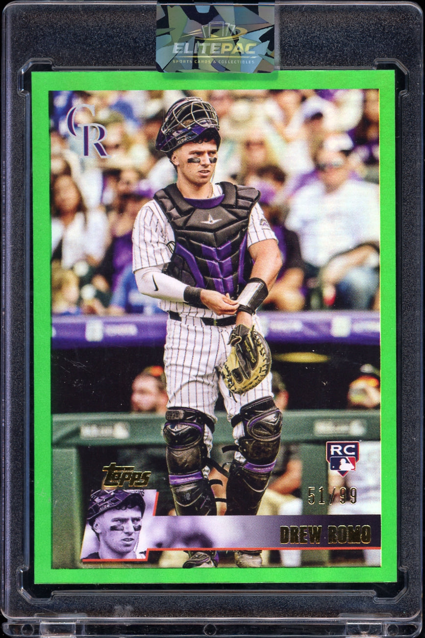 2025 Topps Archives #182 Drew Romo Green Foilboard #/99 Baseball