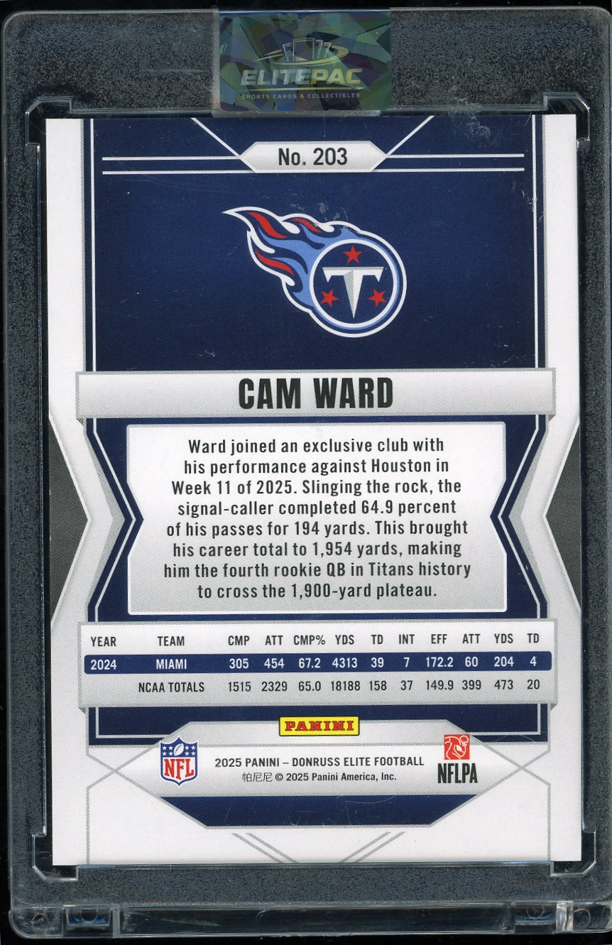 2025 Donruss Elite #203 Cam Ward #/999 Football