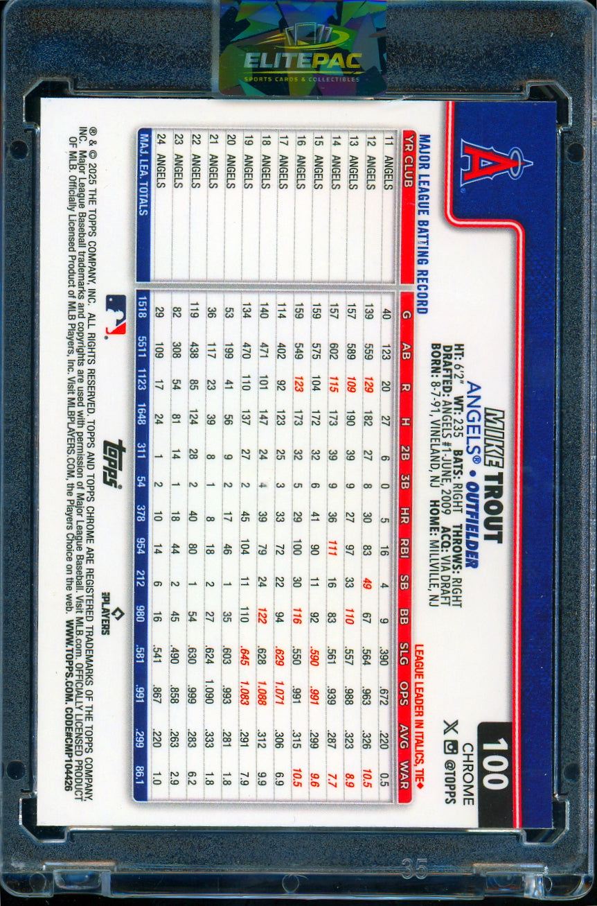 2025 Topps Chrome #100 Mike Trout Prism Refractors Baseball