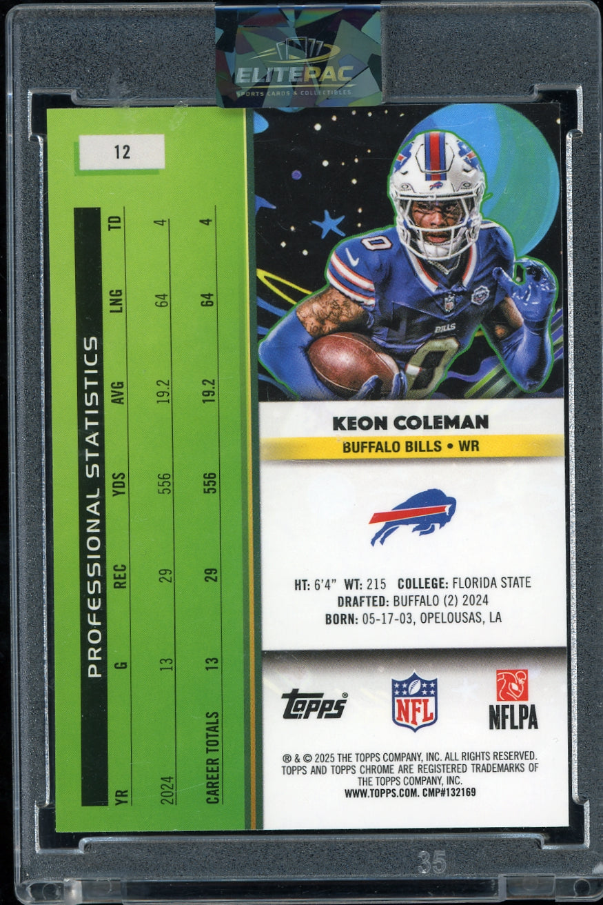 2025 Topps Chrome Cosmic #12 Keon Coleman Refractor #/199 Football
