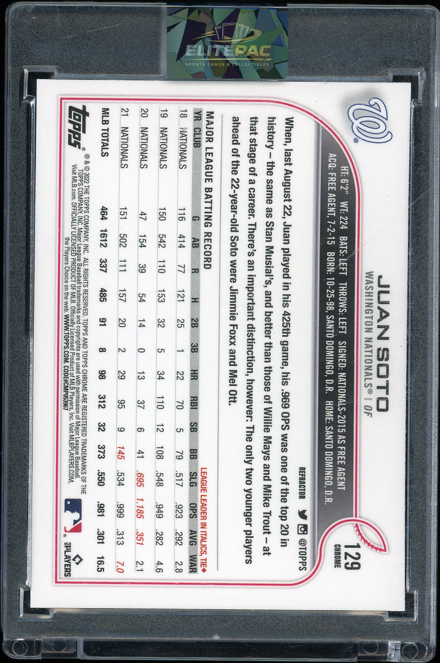2022 Topps Chrome Sonic #129 Juan Soto Refractor Baseball