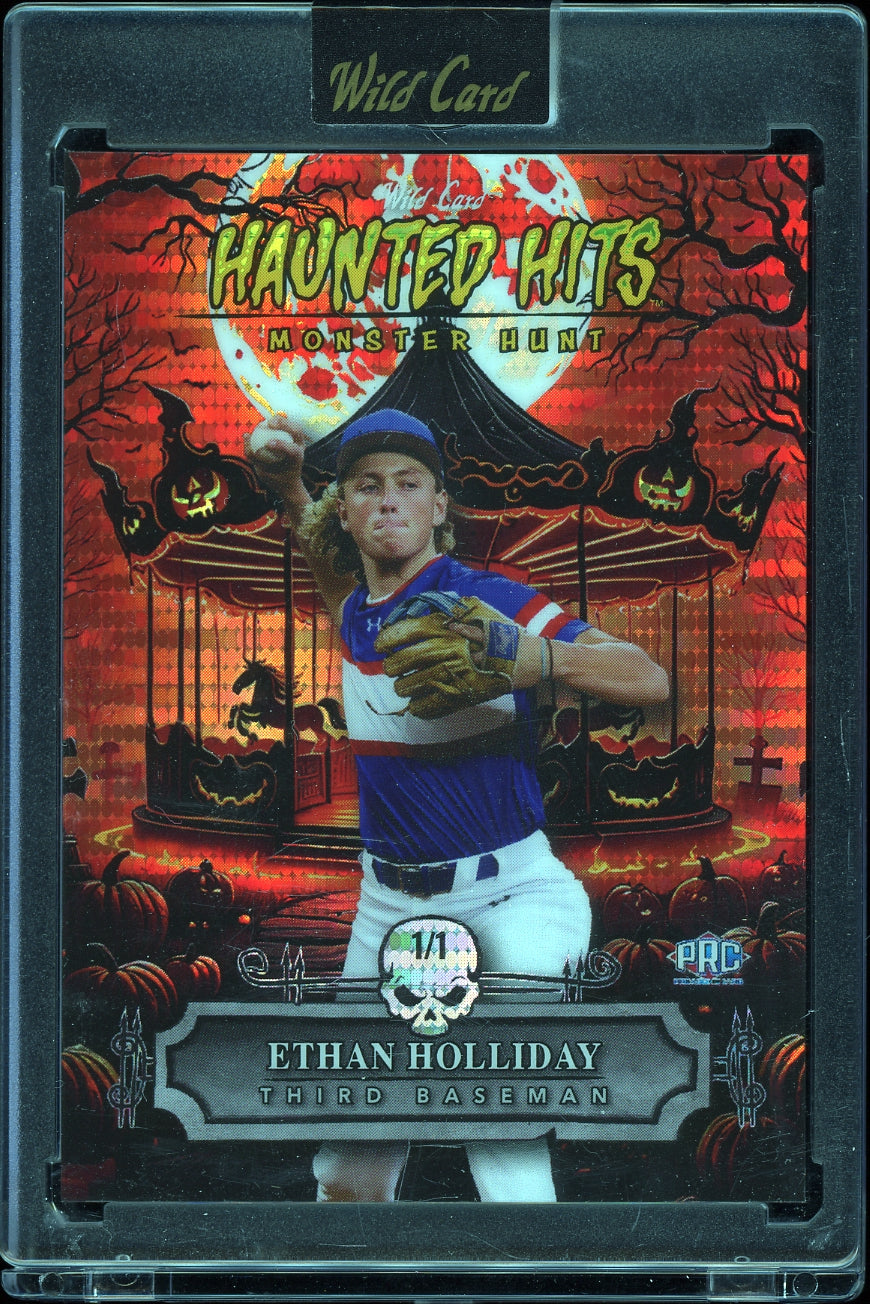2025 Wild Card Haunted Hits Monster Hunt Carnival Orange #/1 Baseball