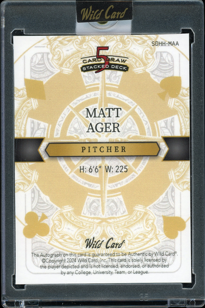 2024 Wild Card Five Card Draw Auto Red Foil Red  Matt Ager #/2 √