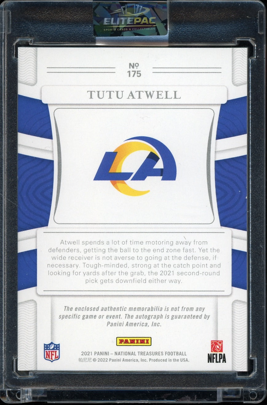 2021 Panini NT #175 Tutu Atwell Rookie Patch Autographs nike Logo #/2 Football
