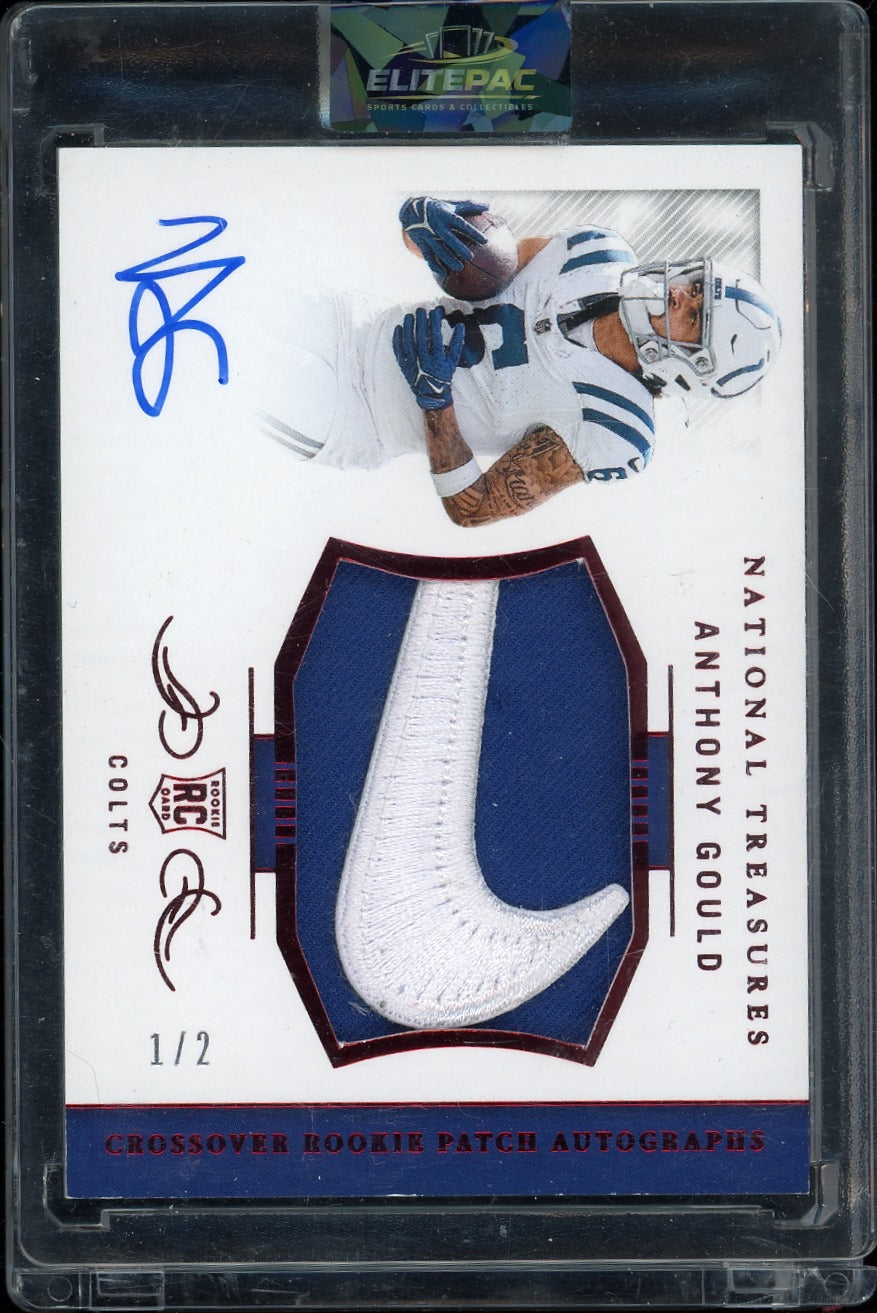 2024 Panini NT Anthony Gould Rookie Patch Autographs Brand Logo #/2 Football
