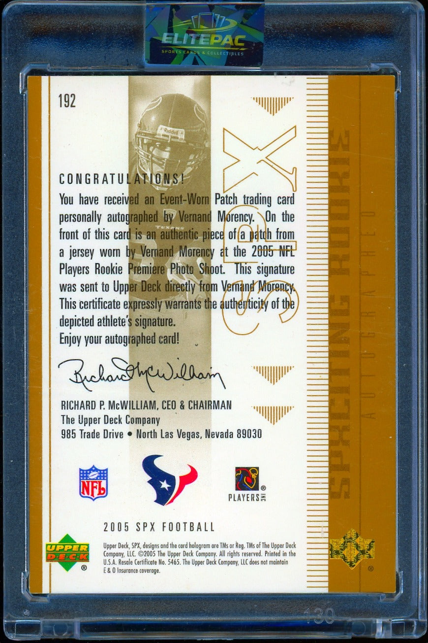 2005 SPx #192 Vernand Morency Spectrum Autographs NFL Logo #/1 Football