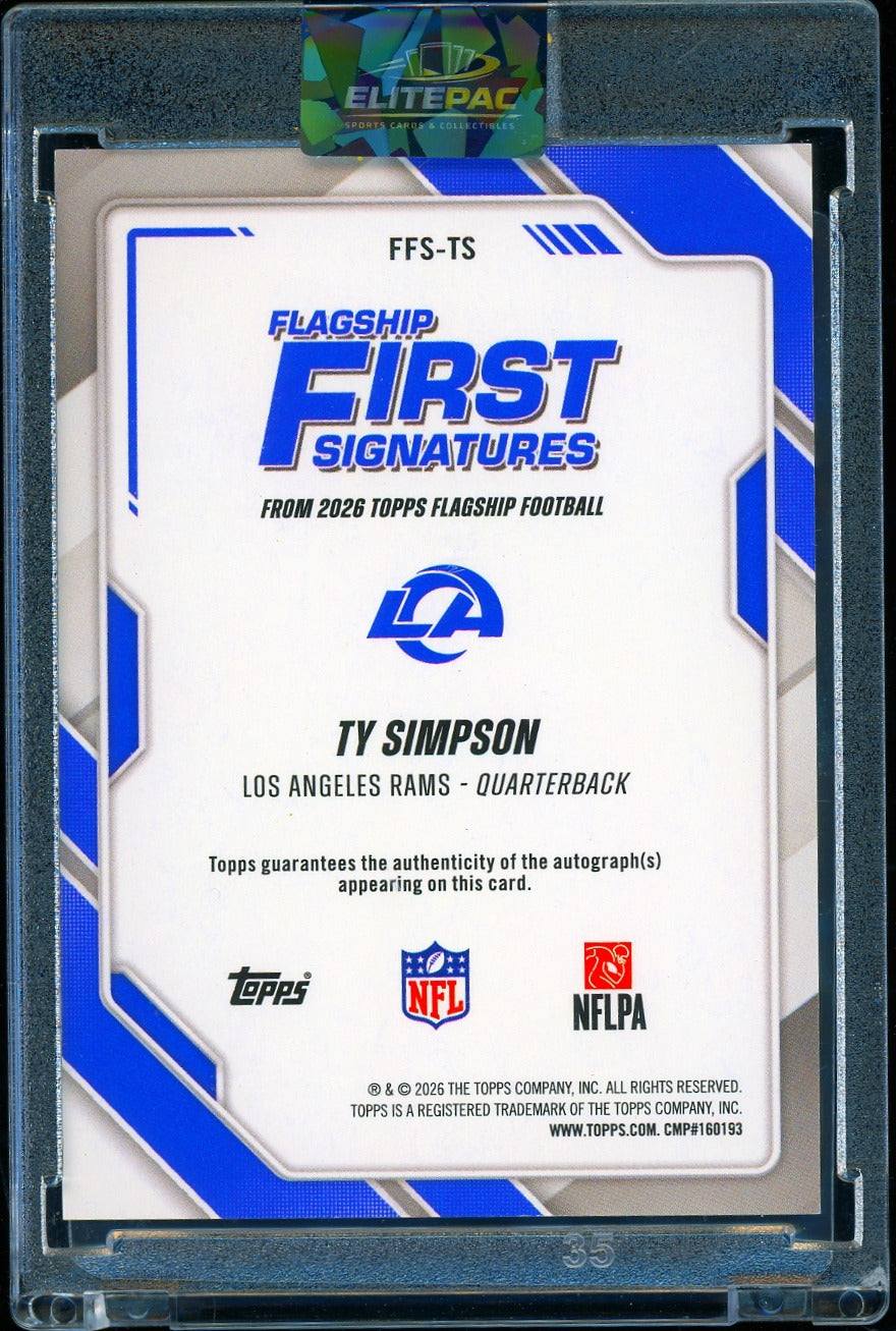 2026 Topps Flagship #FFS-TS Ty Simpson Flagship First Signatures Football