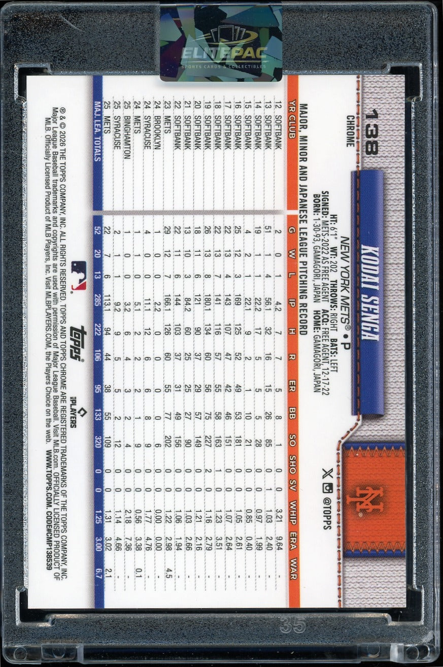 2026 Topps Chrome #138 Kodai Senga 75th Anniversary Refractors #/75 baseball