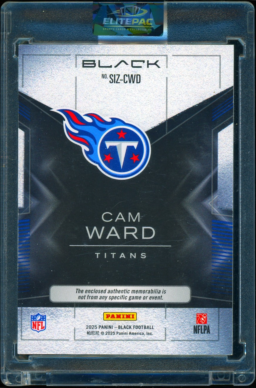 2025 Panini Black #SIZ-CWD Cam Ward Sizeable Rookie Memorabilia #/199 Football