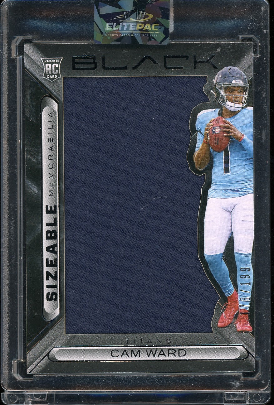 2025 Panini Black #SIZ-CWD Cam Ward Sizeable Rookie Memorabilia #/199 Football