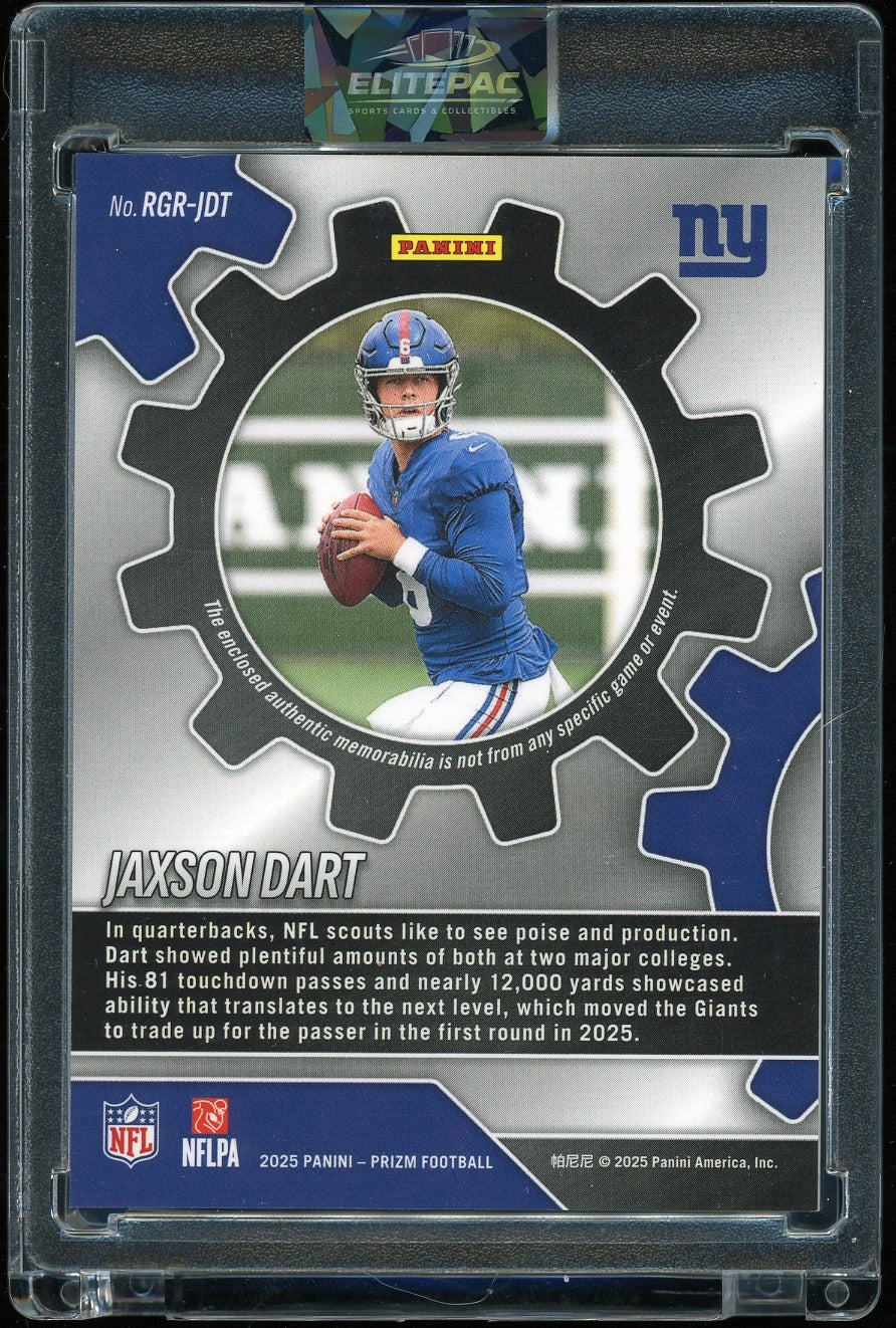 2025 Panini Prizm #RGR-JDT Jaxson Dart Rookie Gear. Football
